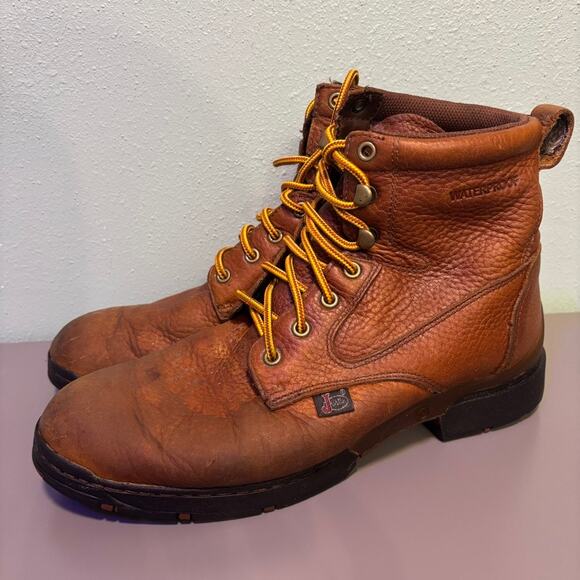 Justin Women’s 9.5B Waterproof Leather Work Boots Brown Lace-Up Zip - Picture 5 of 10